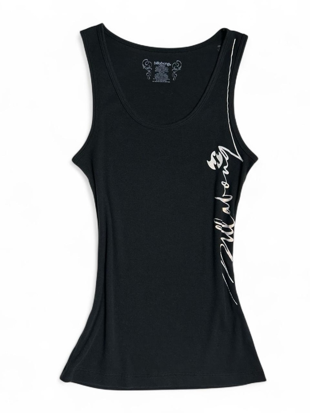 Y2K 2000s Billabong Reflective Logo Black Tank Top - Picture 2 of 7